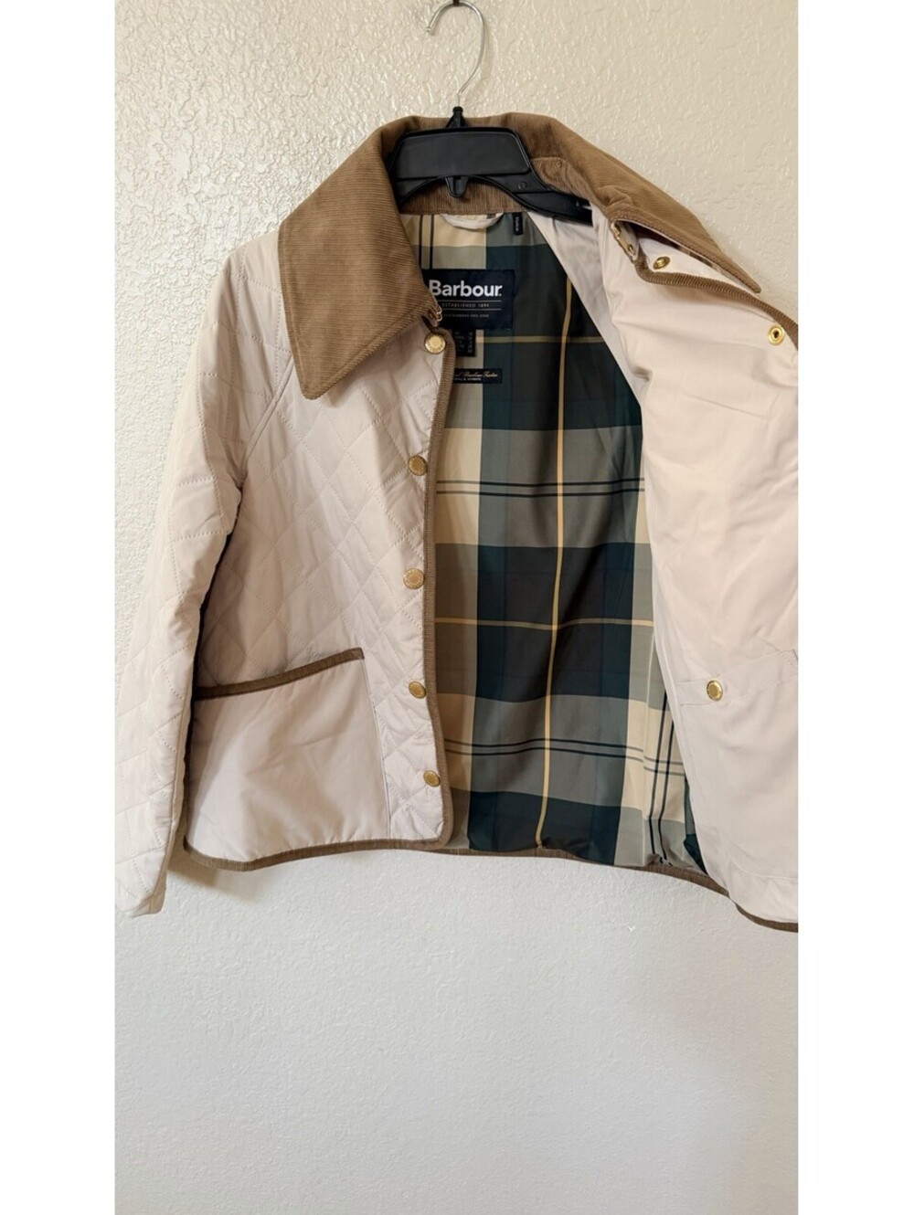 New Barbour Gosford Quilted Jacket In Ivory Size 6 $398 - Picture 7 of 13